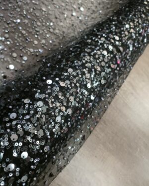 BEADED SEQUINS BLACK SILVER