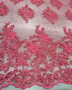 Embroidered Tiffany Lace - Red