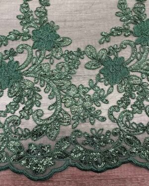 Embroidered Tiffany Lace - Bottle green