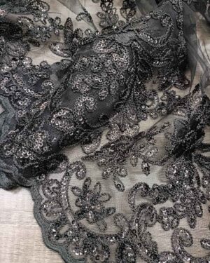 Embroidered Tiffany Lace Black