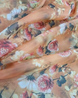 Printed Organdy Orange Blooms