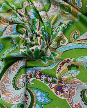 Printed Bubble Satin - Paisley Emerald