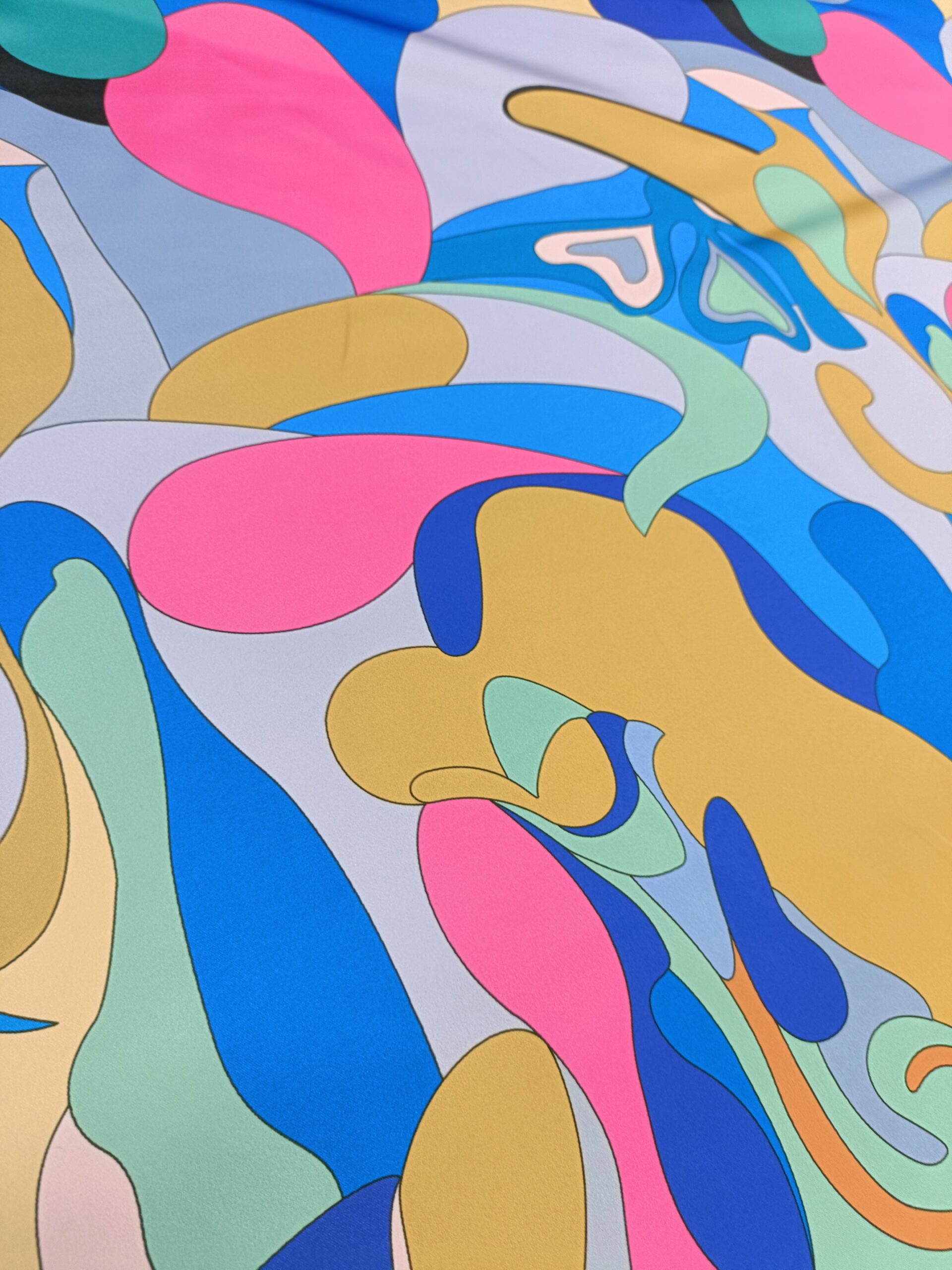 Printed Duchess Satin - Wilde Blue