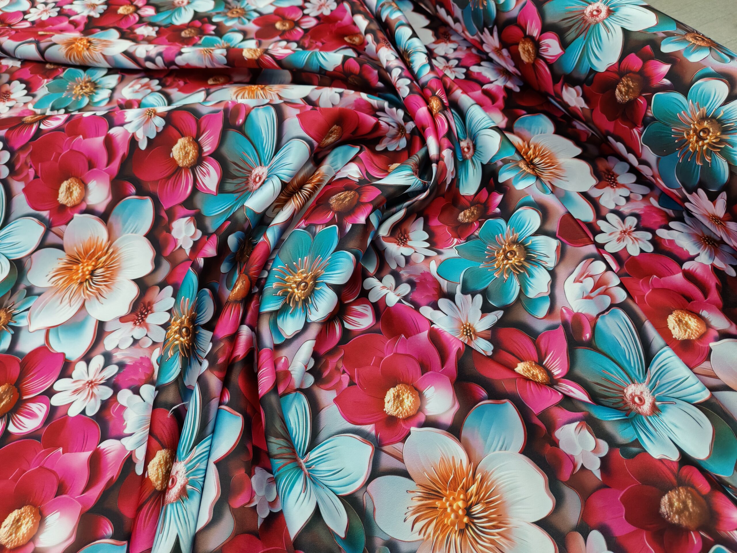 Printed Duchess Satin Floral Pop